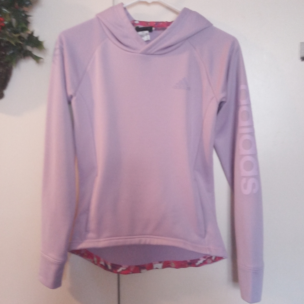 Adidas light lilac pink hoodie thumbhole M